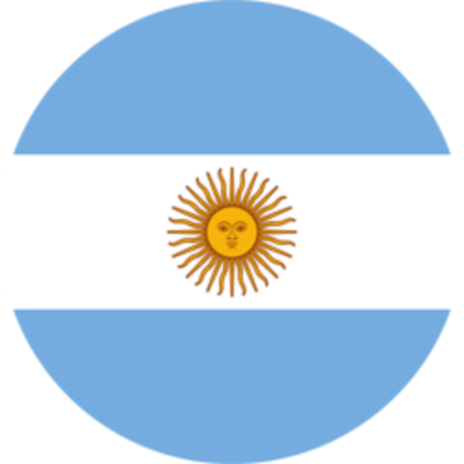 Circular image of the Argentine flag with a blue, white, and yellow design.