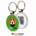 Pet tag with QR Code branded 'BeagleBuddy'.