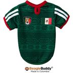 Dog jersey with Mexican design and BeagleBuddy branding on a white background